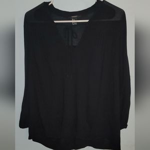 Forever 21 small Black sheer top  blouse with tie flowy